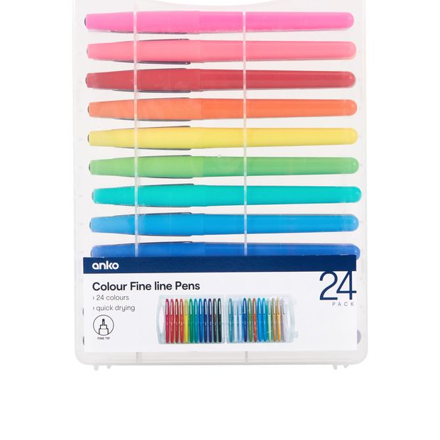 Anko 24 Pack Colour Fine Line Pens