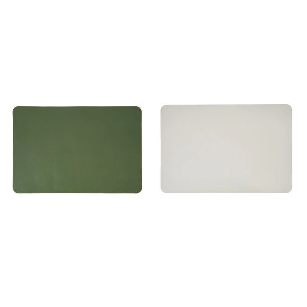 Anko Leather Look Reversible Placemat - Taupe and Green