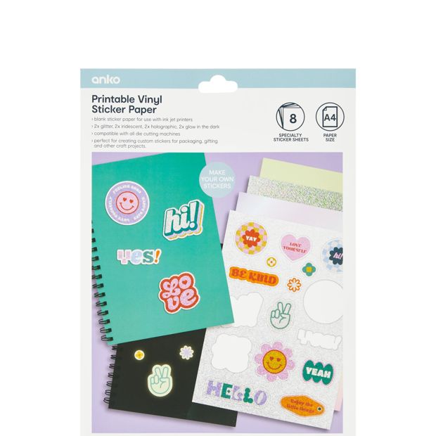Anko 8 Pack Printable Vinyl Sticker Paper