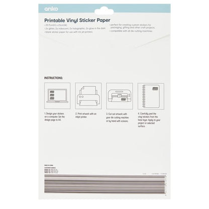 Anko 8 Pack Printable Vinyl Sticker Paper