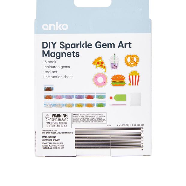 Anko DIY Sparkle Gem Art Magnets - Food