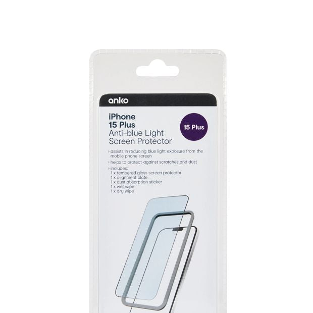 Anko iPhone 15 Plus Anti-Blue Light Screen Protector