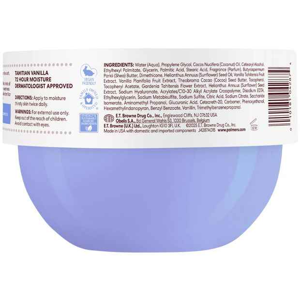 Palmer's Tahitian Vanilla Cream Body Cream 250g - Vitamin E, Tahitian Vanilla, Shea Butter and Cocoa Butter Formula