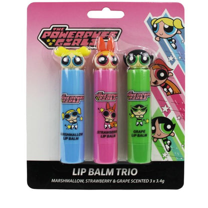 The Powerpuff Girls Tinted Lip Balm Trio - Marshmallow, Strawberry and Grape Scented