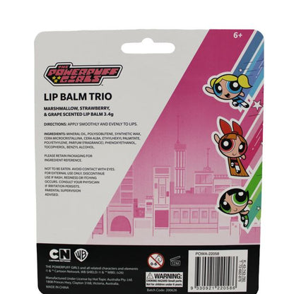 The Powerpuff Girls Tinted Lip Balm Trio - Marshmallow, Strawberry and Grape Scented