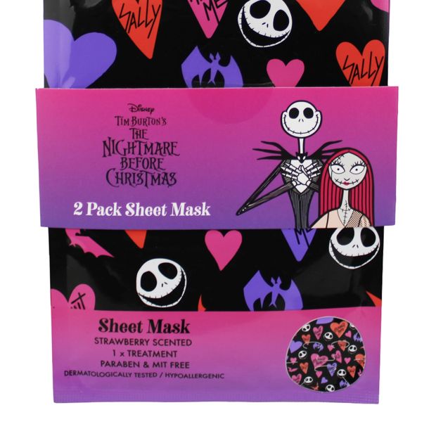 Disney Tim Burton’s The Nightmare Before Christmas Face Sheet Mask Duo - Strawberry Scented