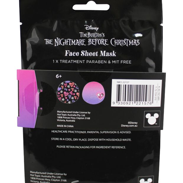 Disney Tim Burton’s The Nightmare Before Christmas Face Sheet Mask Duo - Strawberry Scented