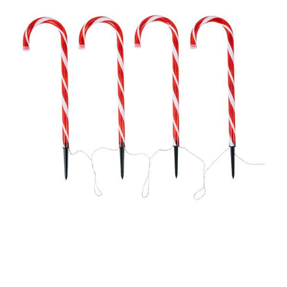 Anko 4 Pack Solar Powered LED Light Up Candy Cane Stakes