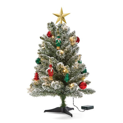 Anko 60cm (2ft.) Light Up Mini Green Flocked Christmas Tree