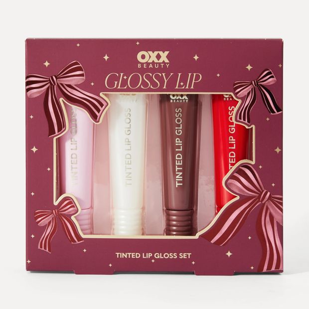 OXX Beauty 4 Piece Glossy Lip Tinted Lip Gloss Set