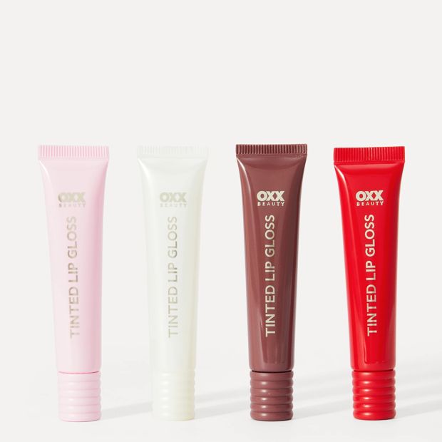 OXX Beauty 4 Piece Glossy Lip Tinted Lip Gloss Set