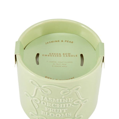 Anko Green Bow Embossed Candle