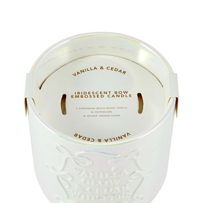 Anko Iridescent Bow Embossed Candle