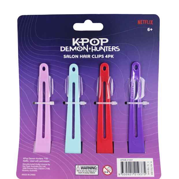 4 Pack KPop Demon Hunters License Salon Hair Clips