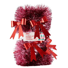 Anko 6m Pink with Red Bow Christmas Tinsel