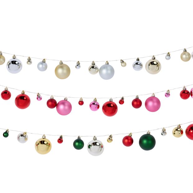 Anko 1.9m Battery Operated LED Light Up Bauble Garland - Assorted