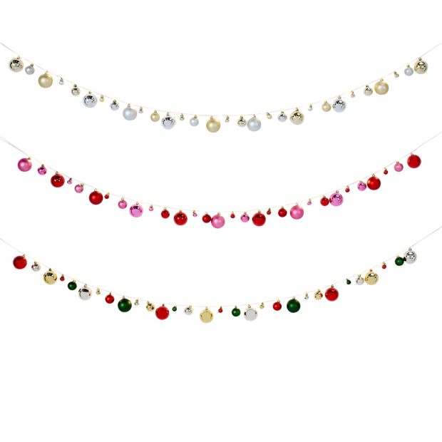 Anko 1.9m Battery Operated LED Light Up Bauble Garland - Assorted