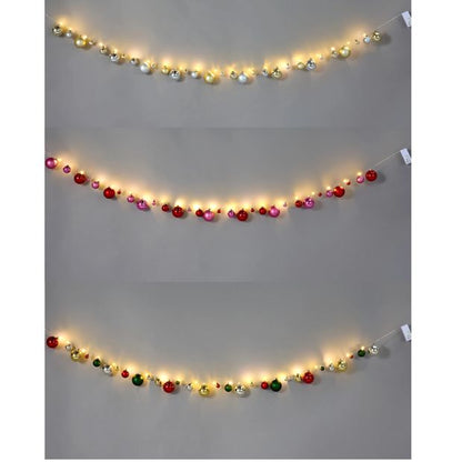 Anko 1.9m Battery Operated LED Light Up Bauble Garland - Assorted