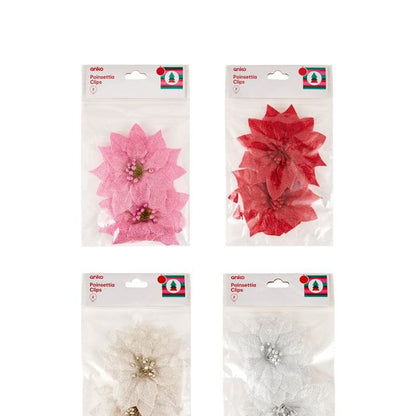 Anko 2 Pack Poinsettia Clips - Assorted