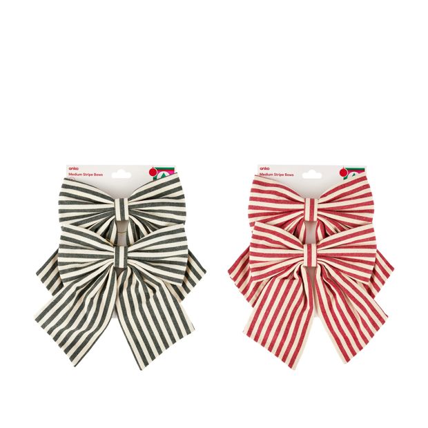 Anko 2 Pack Medium Stripe Bows - Assorted