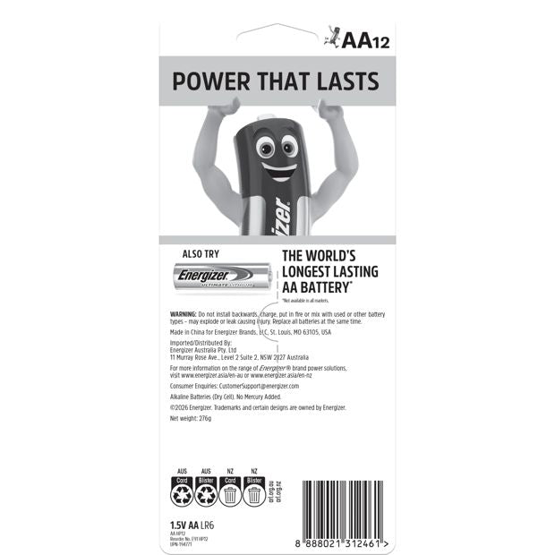 12 Pack Energizer AA Alkaline Batteries