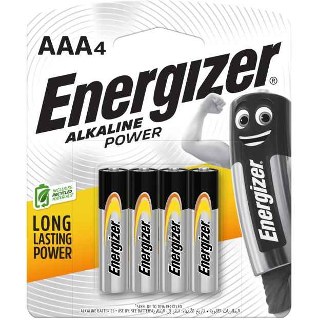 4 Pack Energizer Power AAA Alkaline Batteries