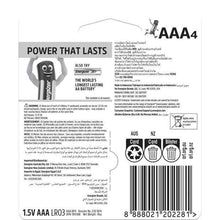 4 Pack Energizer Power AAA Alkaline Batteries