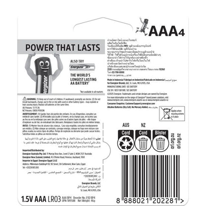 4 Pack Energizer Power AAA Alkaline Batteries