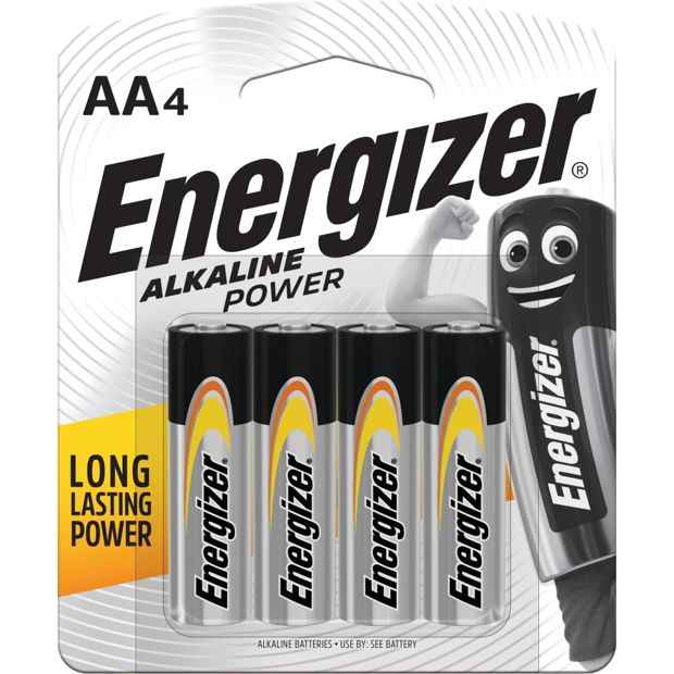 4 Pack Energizer Power AA Alkaline Batteries