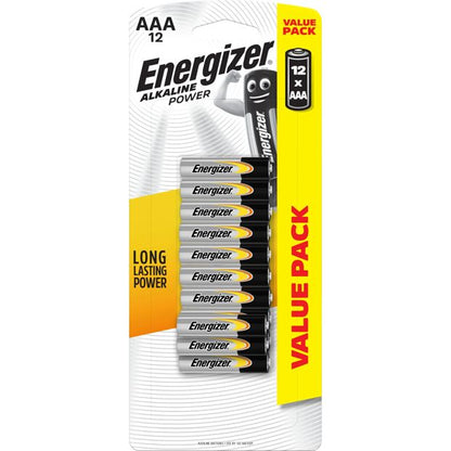 12 Pack Energizer Power AAA Alkaline Batteries Value Pack