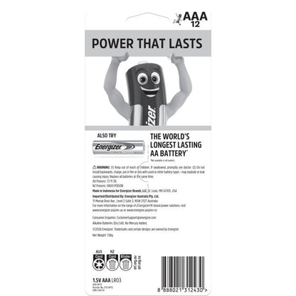 12 Pack Energizer Power AAA Alkaline Batteries Value Pack