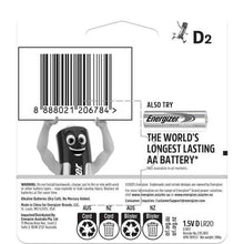 2 Pack Energizer Alkaline Power D Batteries