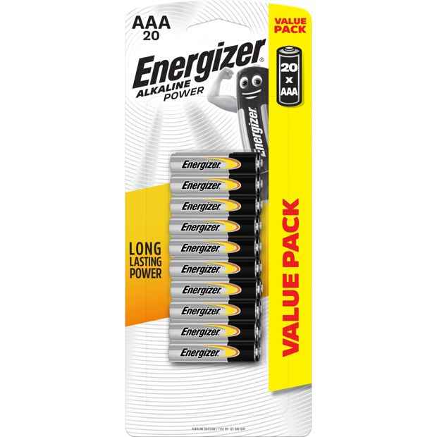 20 Pack Energizer AAA Alkaline Power Batteries Value Pack
