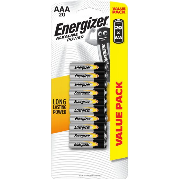 20 Pack Energizer AAA Alkaline Power Batteries Value Pack