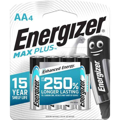 4 Pack Energizer Max Plus AA Alkaline Batteries