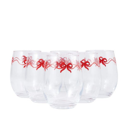 Anko 6 Bow Stemless Glasses