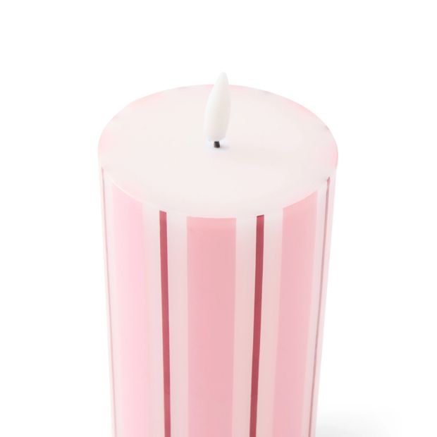 Anko Pink and Fig Stripe LED Candle Set