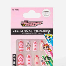 The Powerpuff Girls 24 Pack Artificial Nails with Adhesive - Stiletto Shape, Blossom