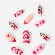 The Powerpuff Girls 24 Pack Artificial Nails with Adhesive - Stiletto Shape, Blossom