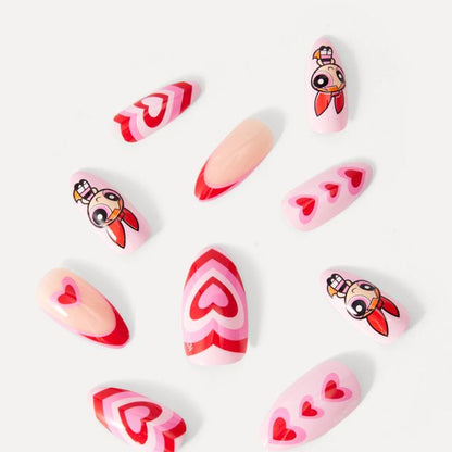 The Powerpuff Girls 24 Pack Artificial Nails with Adhesive - Stiletto Shape, Blossom