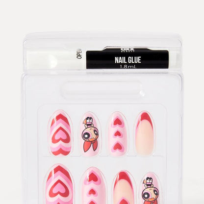 The Powerpuff Girls 24 Pack Artificial Nails with Adhesive - Stiletto Shape, Blossom