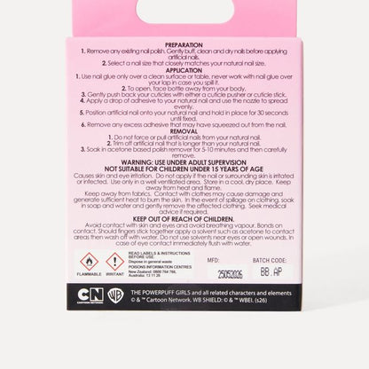 The Powerpuff Girls 24 Pack Artificial Nails with Adhesive - Stiletto Shape, Blossom
