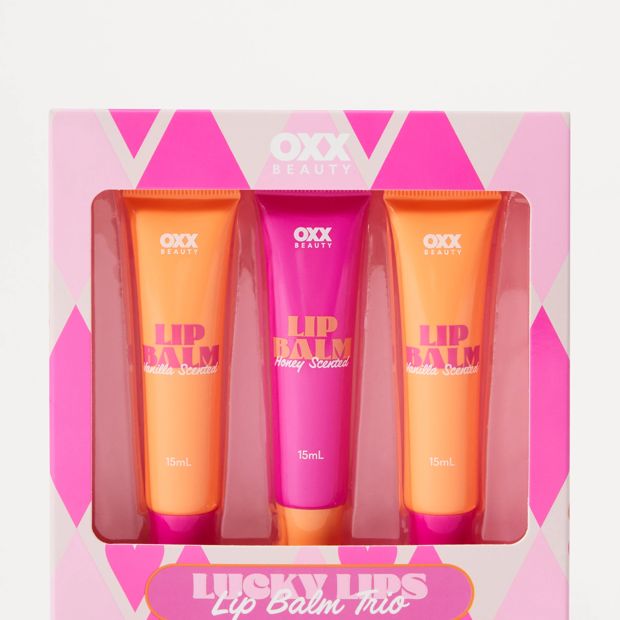 OXX Beauty Lucky Lips Lip Balm Trio, Vanilla and Honey Scented