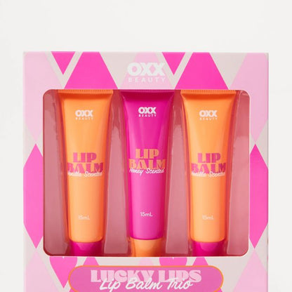 OXX Beauty Lucky Lips Lip Balm Trio, Vanilla and Honey Scented