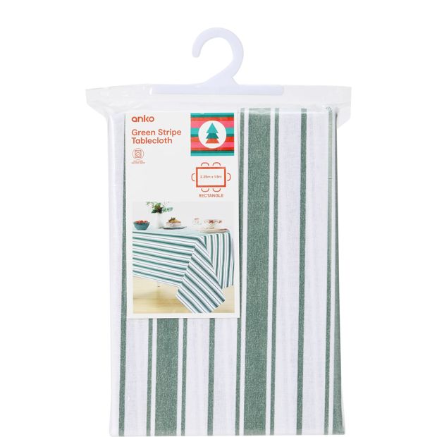 Anko Green Stripe Tablecloth