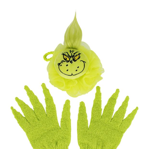 Dr Seuss The Grinch Exfoliating Gloves and Bath Puff Set