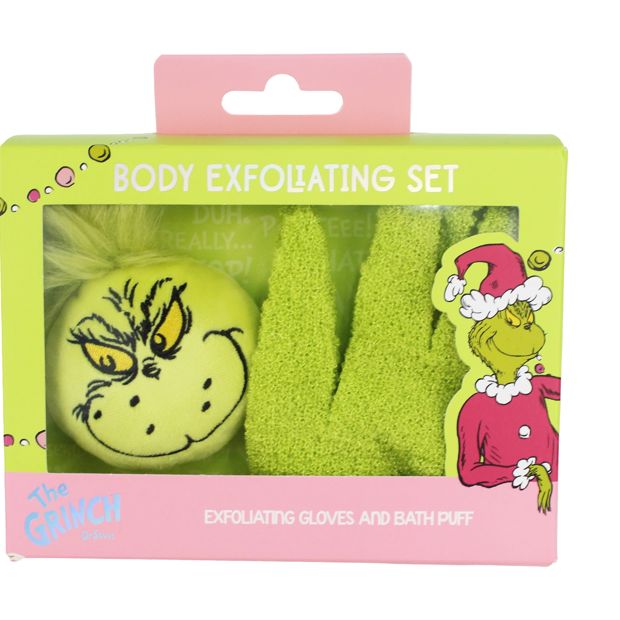 Dr Seuss The Grinch Exfoliating Gloves and Bath Puff Set