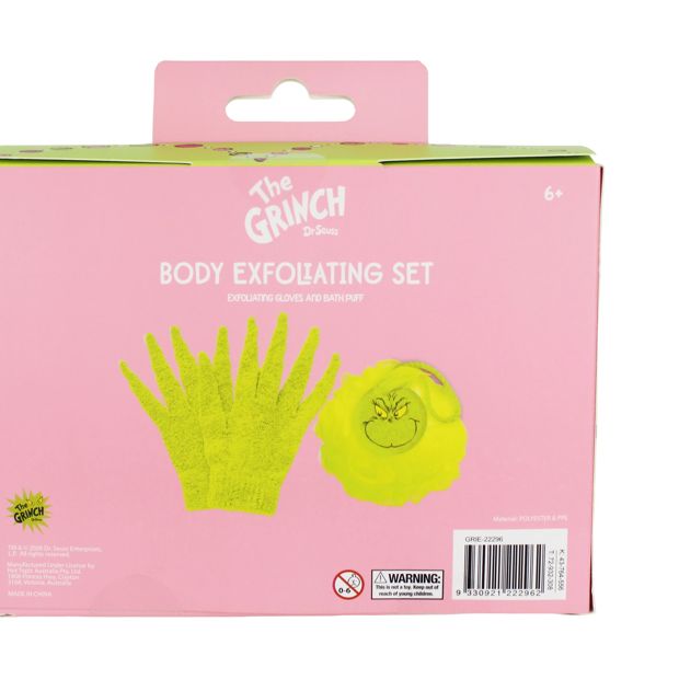 Dr Seuss The Grinch Exfoliating Gloves and Bath Puff Set