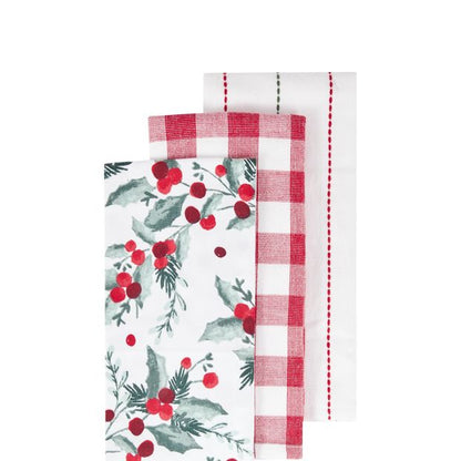 Anko 3 Pack Holly Tea Towels