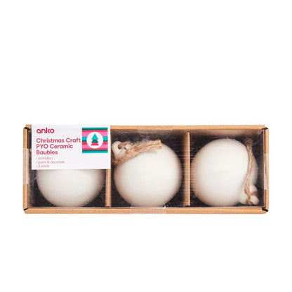 Anko 3 Pack Christmas Craft Paint Your Own Ceramic Baubles